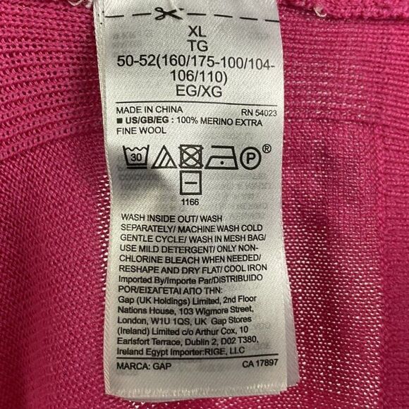 NWT GAP Bright Pink 100% Merino Wool Sweater, Women's XL - Picture 6 of 7
